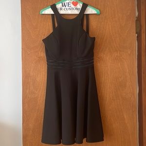 City Studio black high neck fit and flare dress
